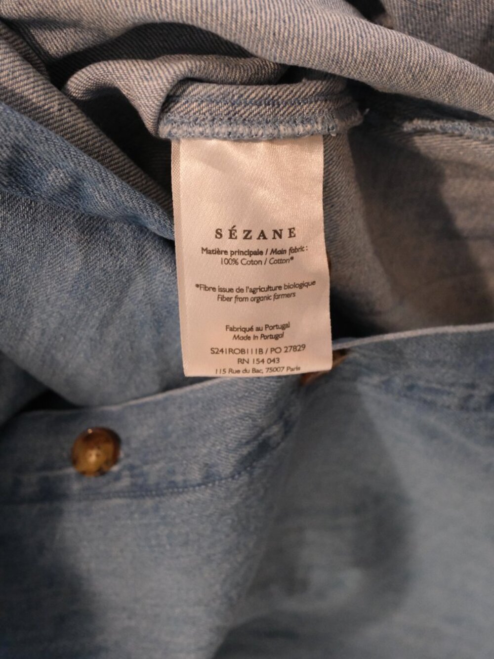Sezane Dora Dress Denim Blue Midi Size 40 US 8 - Picture 6 of 8